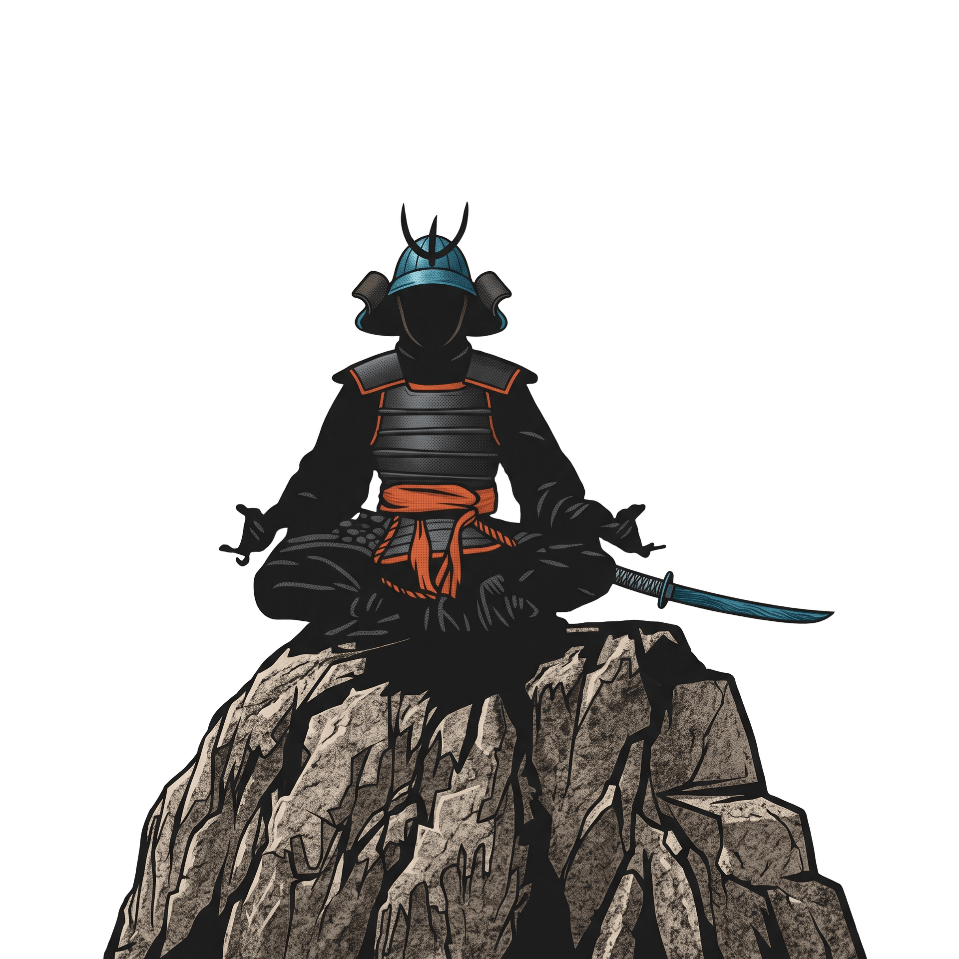 Samurai sitting on mountain